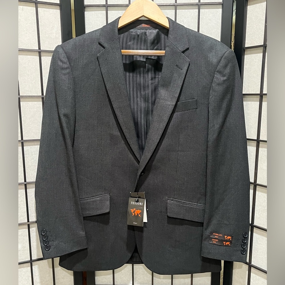 Tesori ITALY WOOL CHARCOAL BLAZER/ JACKET MEN SIZE 36S